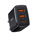 Incarcator Baseus Compact, 2 x USB, 1 x USB Type-C, QC 3.0, Negru