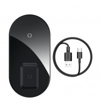 Incarcator wireless Qi 15W Baseus Simple Pro 2 in 1, Black