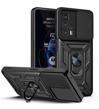 Husa Motorola Edge 20 Pro Antisoc, Protectie camera, Inel, Black