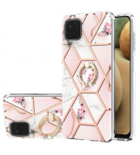 Husa Samsung Galaxy A12 eleganta cu inel, Pink Flowers