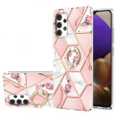 Husa Samsung Galaxy A32 4G eleganta cu inel, Pink Flowers