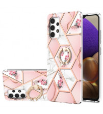 Husa Samsung Galaxy A32 4G eleganta cu inel, Pink Flowers