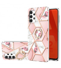 Husa Samsung Galaxy A32 5G eleganta cu inel, Pink Flowers