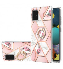 Husa Samsung Galaxy A51 eleganta cu inel, Pink Flowers