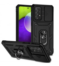 Husa Samsung Galaxy A73 Antisoc, Protectie camera, Inel, Black