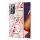 Husa Samsung Galaxy Note 20 Ultra eleganta cu inel, Pink Flowers
