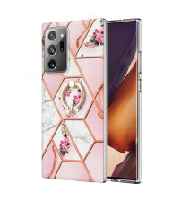 Husa Samsung Galaxy Note 20 Ultra eleganta cu inel, Pink Flowers