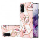 Husa Samsung Galaxy S20 eleganta cu inel, Pink Flowers