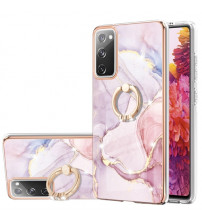 Husa Samsung Galaxy S20 FE eleganta cu inel, Pink Marble