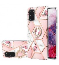 Husa Samsung Galaxy S20 Plus eleganta cu inel, Pink Flowers