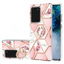 Husa Samsung Galaxy S20 Ultra eleganta cu inel, Pink Flowers