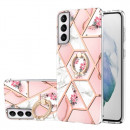 Husa Samsung Galaxy S21 Plus eleganta cu inel, Pink Flowers