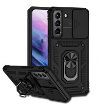 Husa Samsung Galaxy S22 Antisoc, Protectie camera, Inel, Black