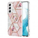 Husa Samsung Galaxy S22 eleganta cu inel, Pink Flowers