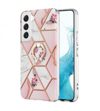 Husa Samsung Galaxy S22 eleganta cu inel, Pink Flowers