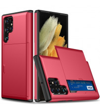 Husa Samsung Galaxy S22 Ultra Antisoc, Slot card, Red