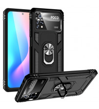 Husa Xiaomi Poco X4 Pro Antisoc, Inel magnetic, Black